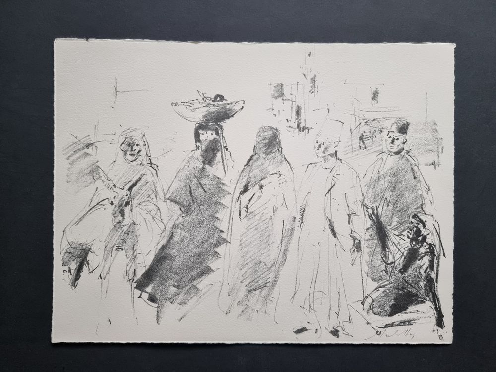 KÜNSTLER UNLESERLICH SIGNIERT LITHOGRAPHIE GRÖSSE 32X24CM 1