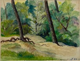 Waldlandschaft "Dennenheuvel" - Original Aquarell von 1957