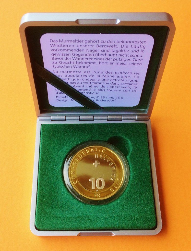 Tutti le monete: 10 Franken Murmeltier 2010 PP ***TOP*** – Nuovo e nell'imballaggio originale da Anzère venduto da Strogoff1 1