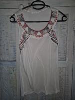 Promod Top, Gr. S, weiss mit Stickerei, Sommer-Look!