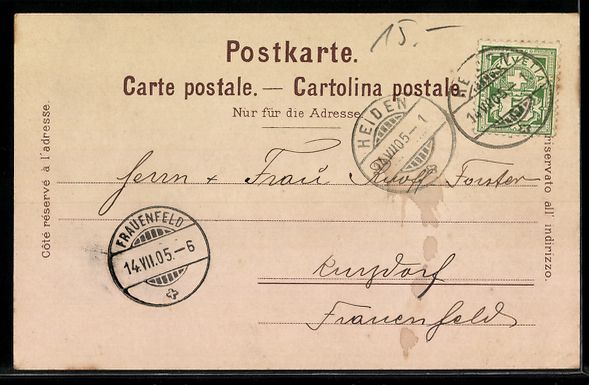 Ansichtskarten: AK Heiden, Mit Bodensee, 1905 – Gebraucht aus Berlin von bartko-reher 1
