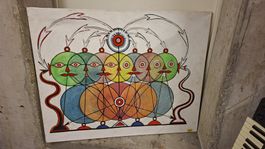 Originales, farbenfrohes Gemälde, abstrakte Kunst. H.Heller