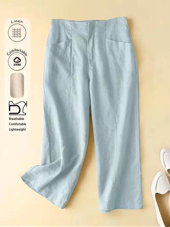 Damen Leinenhose hellblau Grösse S