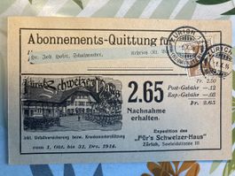 69)Abo-Quittung Sschweizerhaus…1914! 