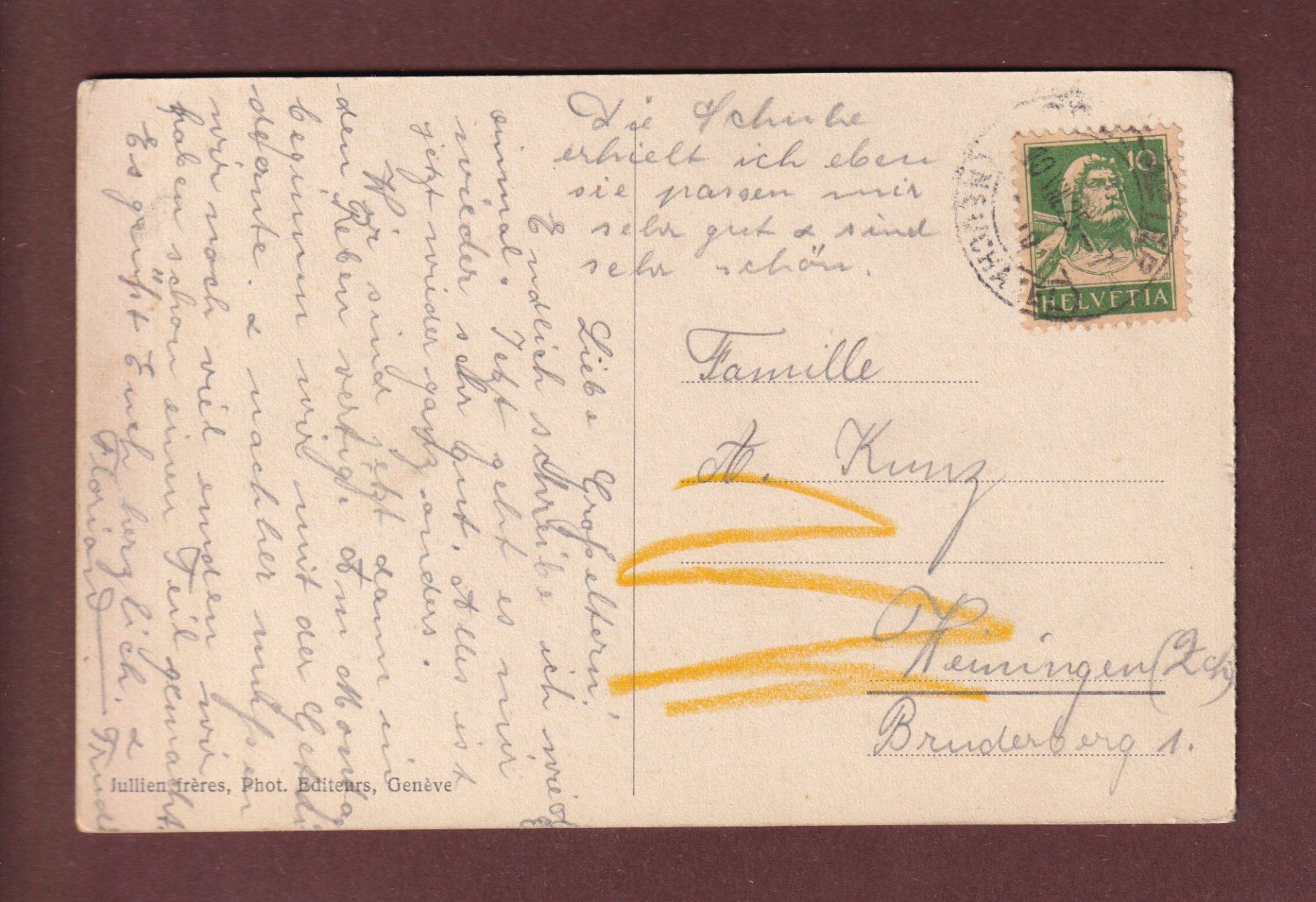Cartoline postali: NEUCHÂTEL - Eglise Catholique - 1925 – Usato da Pully venduto da nicecards-shop 1