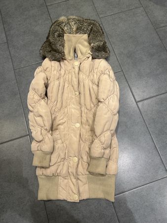 Zebra Wintermantel XS mit Kabutze und Fell,gebraucht