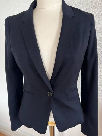 H&M Damen Blazer, Gr. 36, Schwarz/Blau meliert