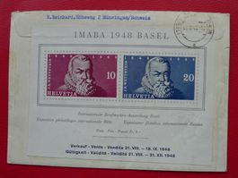 1948; W31, FRANKATUR mit AUSSTELLUNGBLATT rückseitig