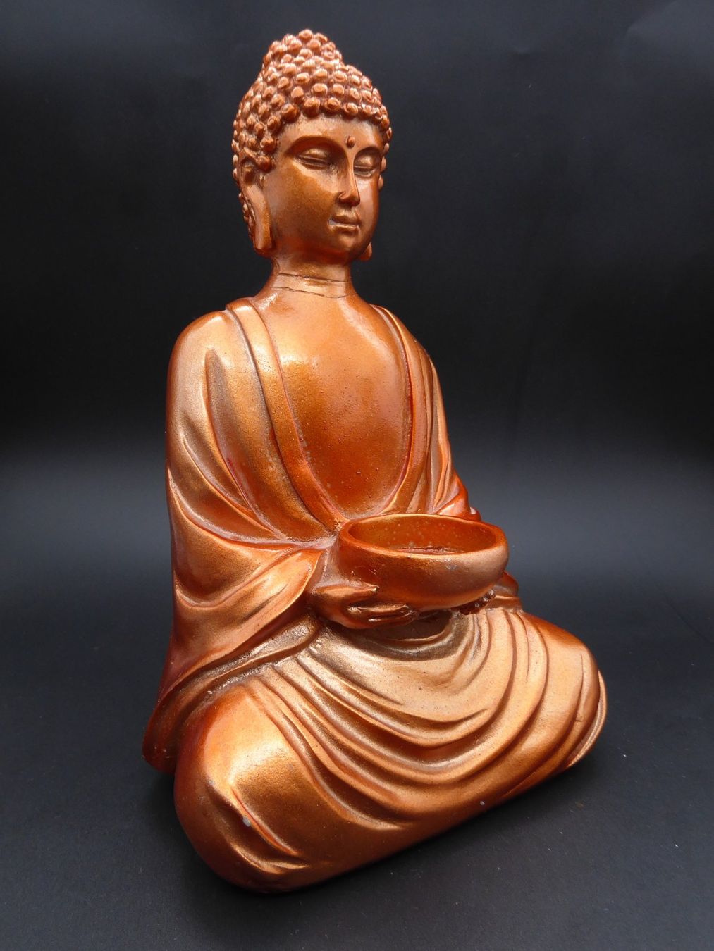 Portacandele: Bronzefarbige Buddha Statue als Teelichthalter ca. 21 cm – Usato da Volketswil venduto da brockipfannenstil