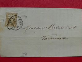 1881: Sackstempel auf Brief: GENEVE-VANDOEUVRES mit Nr.37.