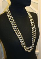 3 Kugelketten Facettenperlen silberfarbig Modeschmuck