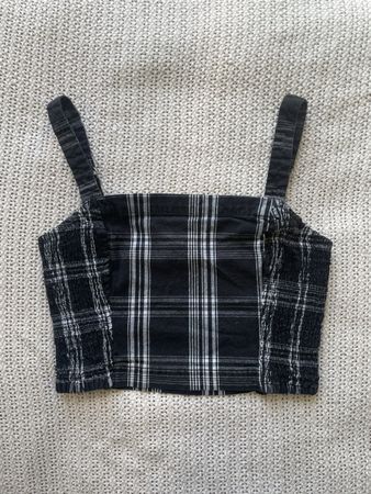Hollister Crop Top kariert schwarz weiss Grösse S