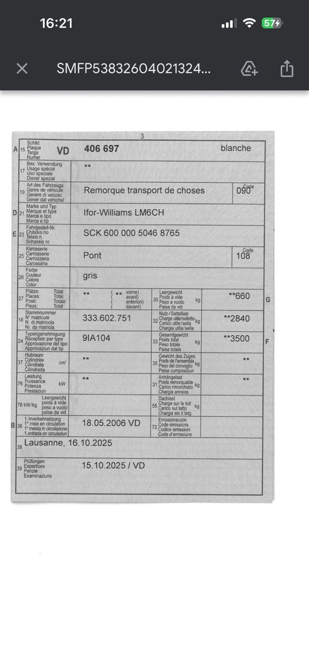 Anhänger: Remorque 3500 kg – Gebraucht aus Montreux von elo_c6bf 4