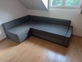 Ecksofa grau ausziehbar mit Bettkasten guter Zustand