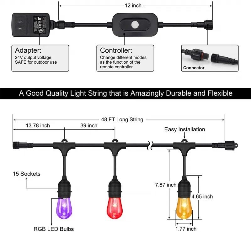 Ghirlande e barre luminose: LED Lichterkette / 15 Meter /RGB – Usato da Oberuzwil venduto da MusicMinimax 3