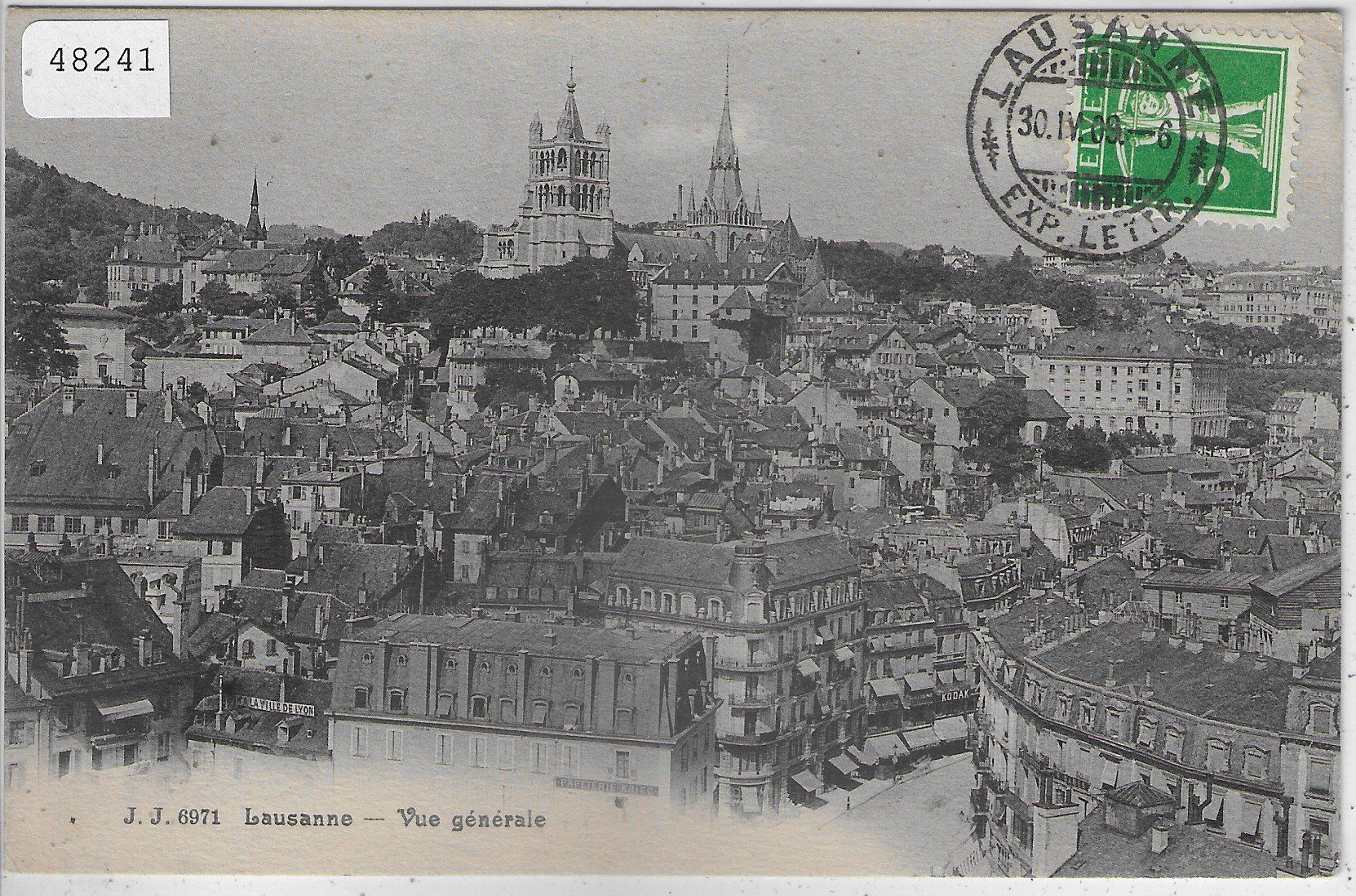 Cartoline postali: Lausanne - Vue generale – Usato da Ettingen venduto da Kartenplanet