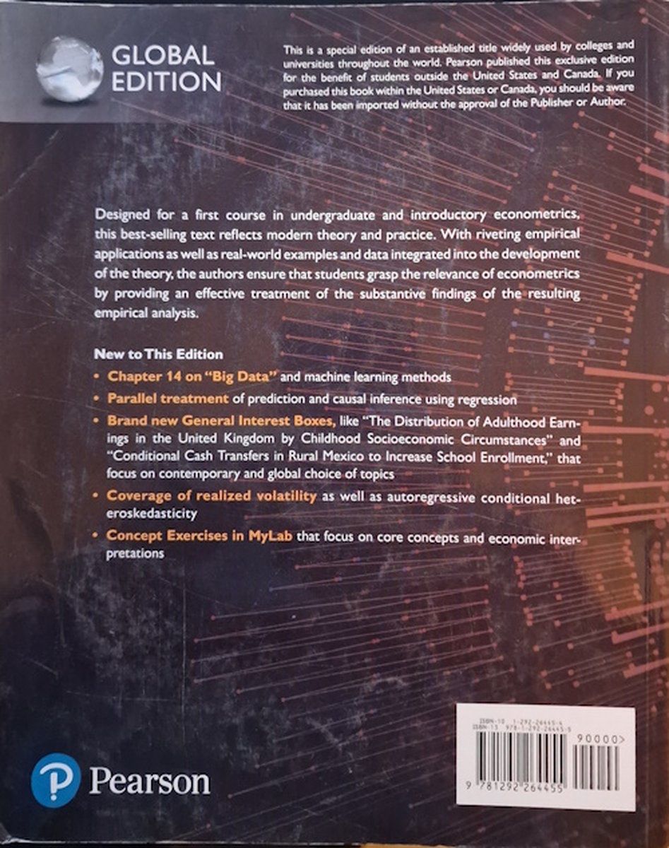 Libri: Stock, J: Introduction to Econometrics, Global Edition – Nuovo (secondo la descrizione) da Basel venduto da 1moonstar 1