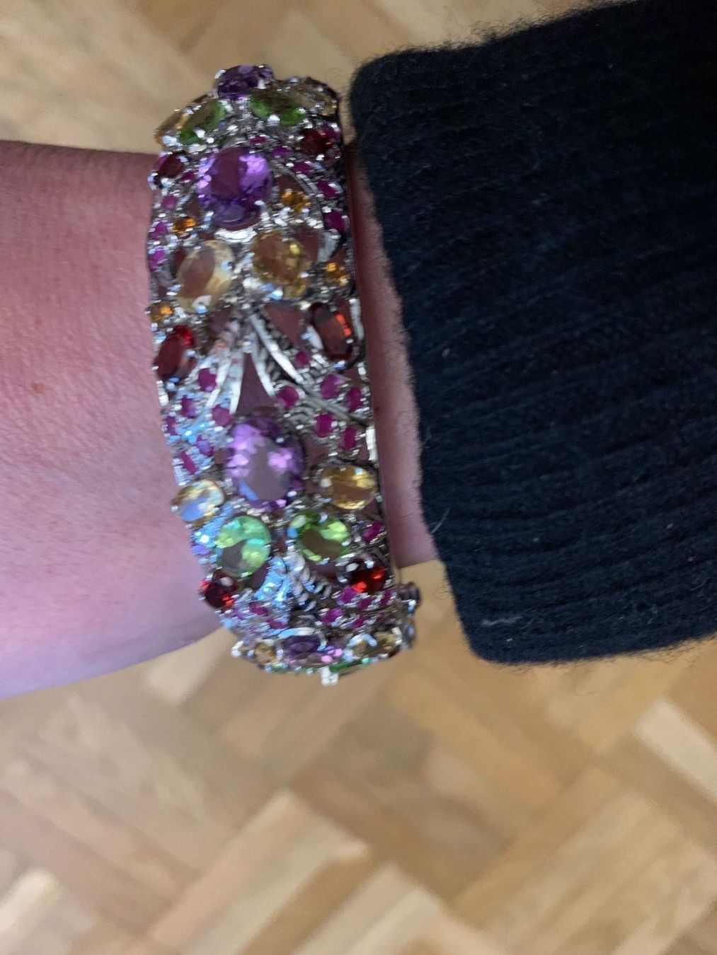 Bracciali & Braccialetti: Massiver Silberarmreif mit Edelsteinen – Nuovo (secondo la descrizione) da Birsfelden venduto da Exclusivity 1