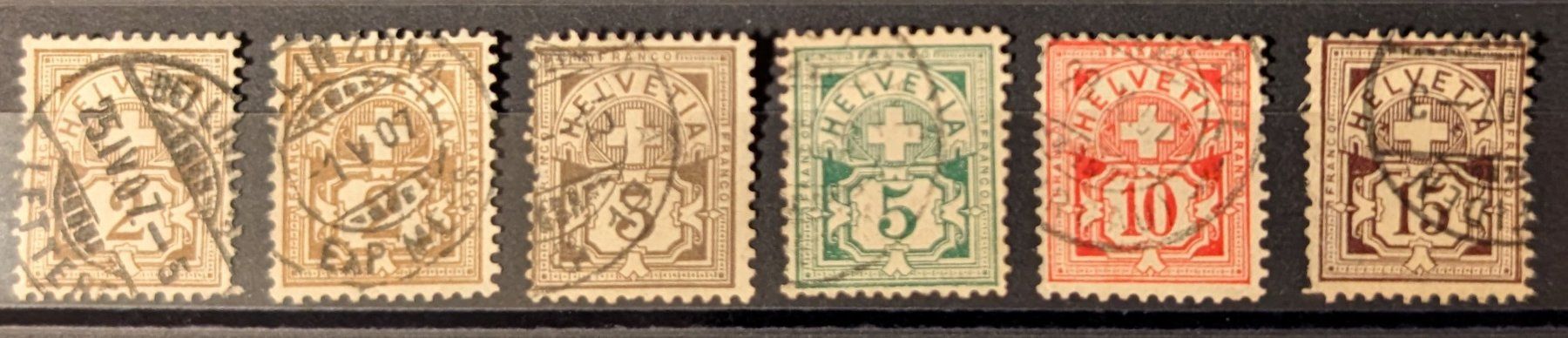 Tutti i francobolli: Eidg. Kreuz - Faserpapier SBK 58-65 oder 80-85 – Usato da Allschwil venduto da odracir_philipp