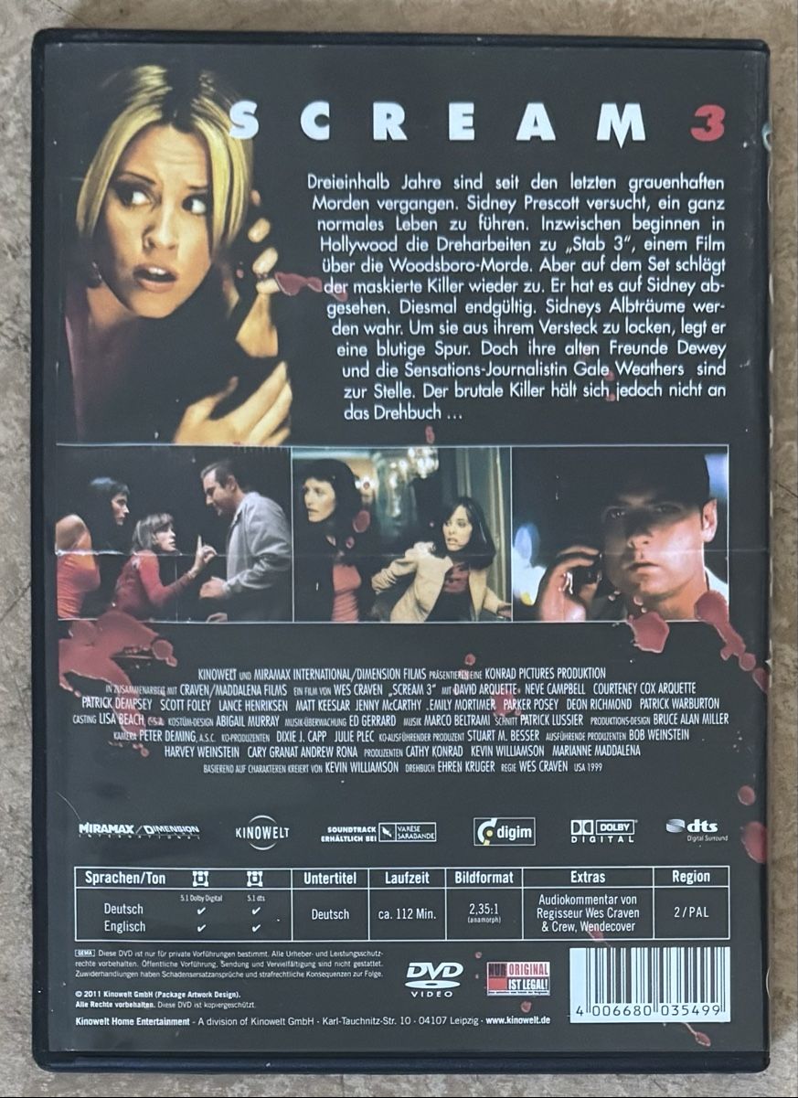 Tutti i DVDs: SCREAM 3 – Nuovo (secondo la descrizione) da Dietikon venduto da AndreaSch01 1