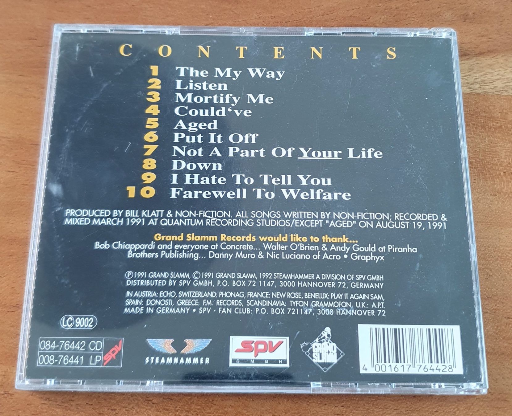 CD: Non-Fiction - Preface CD Steamhammer 1991 – Usato da Basel venduto da Beretta2 2