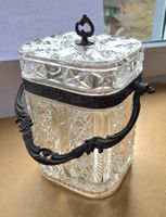 Jugendstil grosse Bonboniere Glasdose, mit Henkel