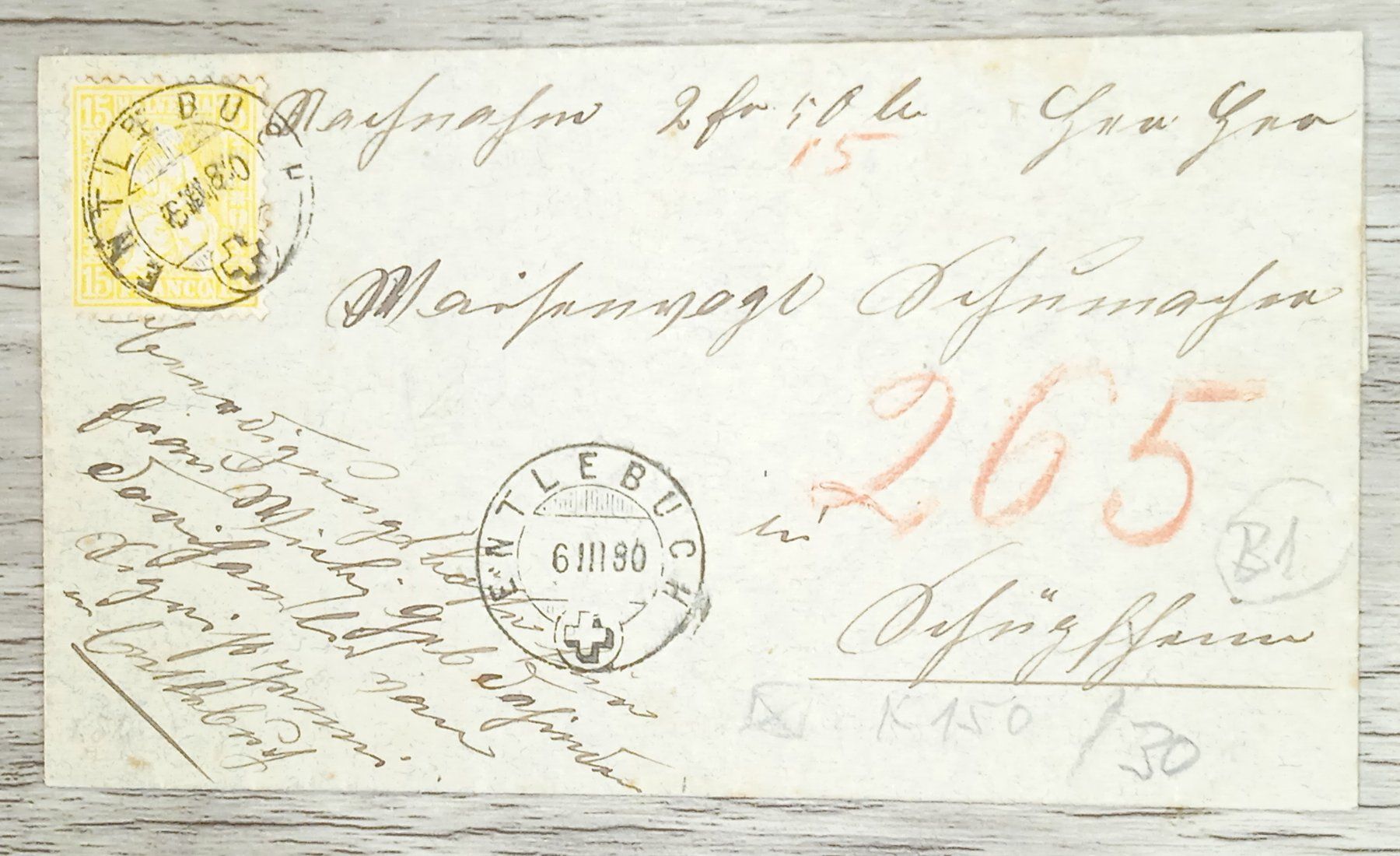 Tutti i francobolli: TR20 Enveloppe + Timbre Suisse 1880 – Usato da Cousset venduto da Patrick_Collections
