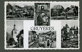 AK sw Gruyères FR 6- fach- Multibild ≈ 1947 