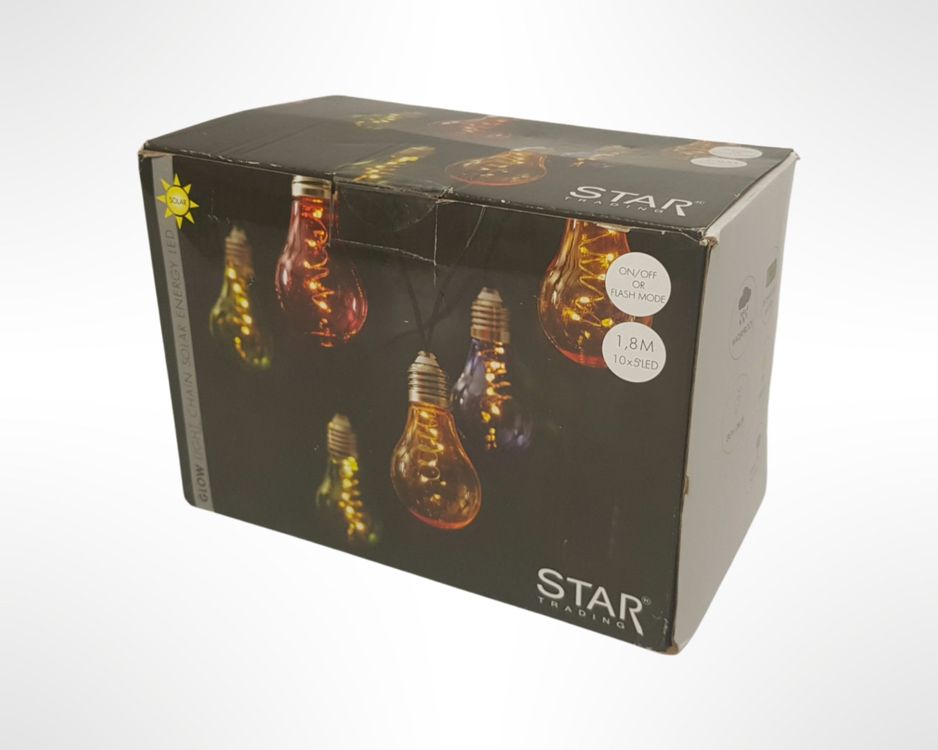 Star Trading Solar Lichterkette 10 LED Glühbirnen - Automatischer Dämmerungssensor IP44