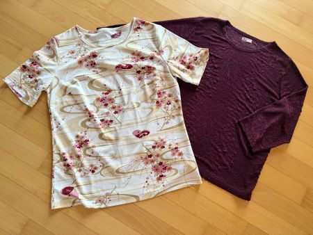 2 Damenshirts 1 3/4 Arm 1 Kurzarm ca. Grösse 42