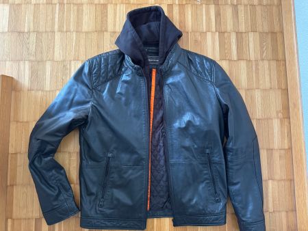 Finshley & Harding Lederjacke Gr. S mit abnehmbarer Kapuze