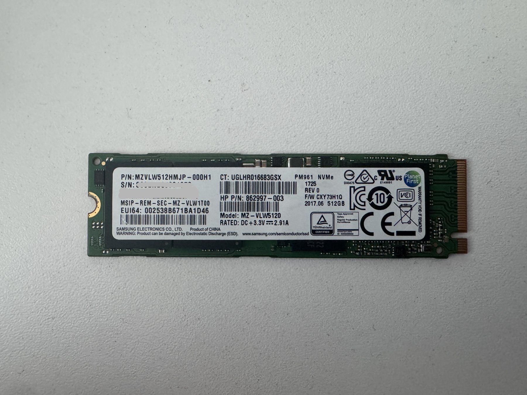 Samsung Dischi rigidi: Samsung PM961 NVMe SSD – Usato da Bremgarten AG venduto da joker_eat_world