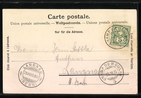 Cartoline postali: Champ du Moulin, Ortsansicht mit Hotel-P – Usato da Berlin venduto da bartko-reher 1