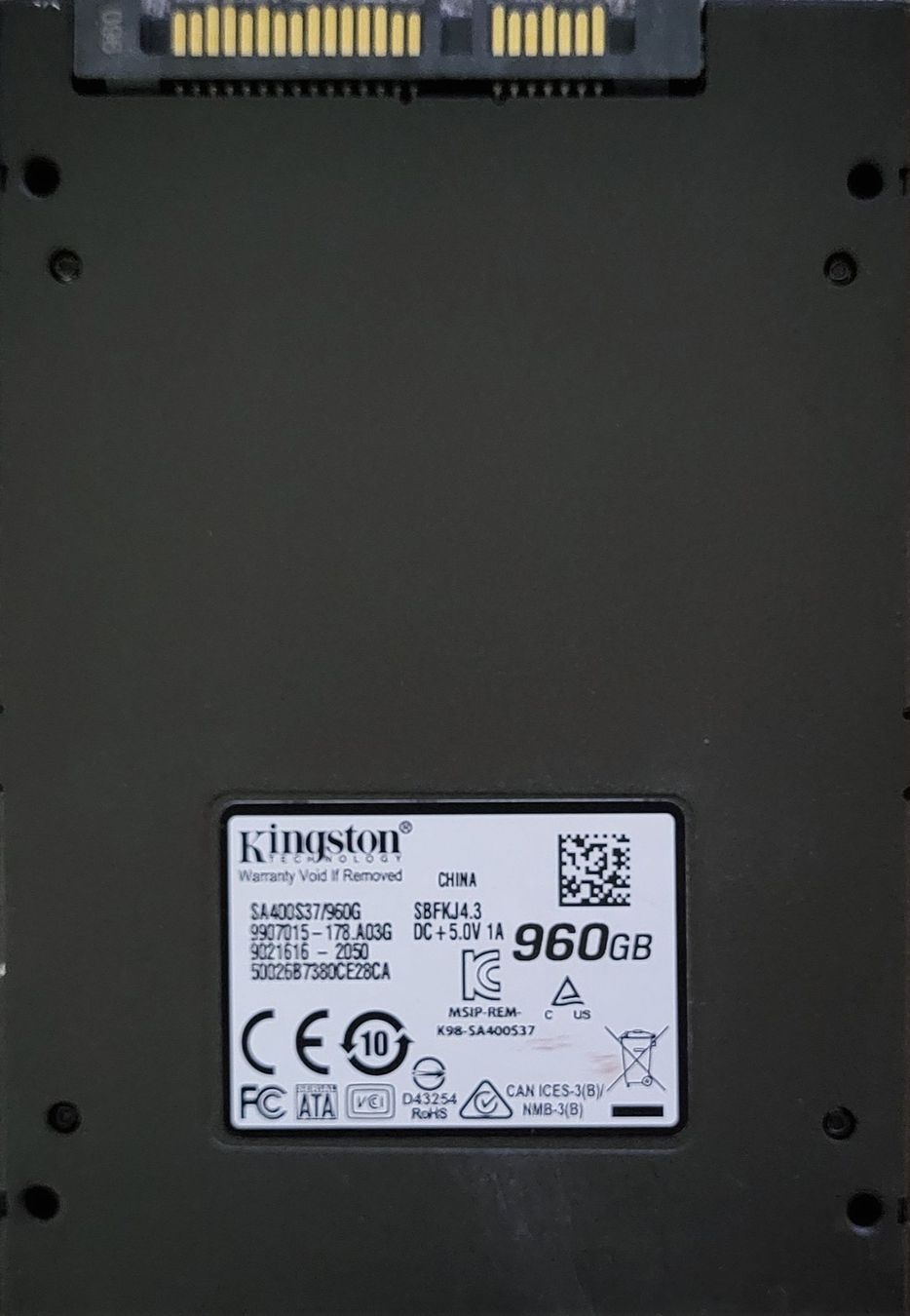 Kingston Dischi rigidi: 1×Kingston SSD 960GB SATA – Usato da Zürich venduto da Gulbi1919