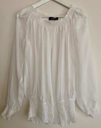 Seidenbluse von Hallhuber in Weiss, Gr. 36