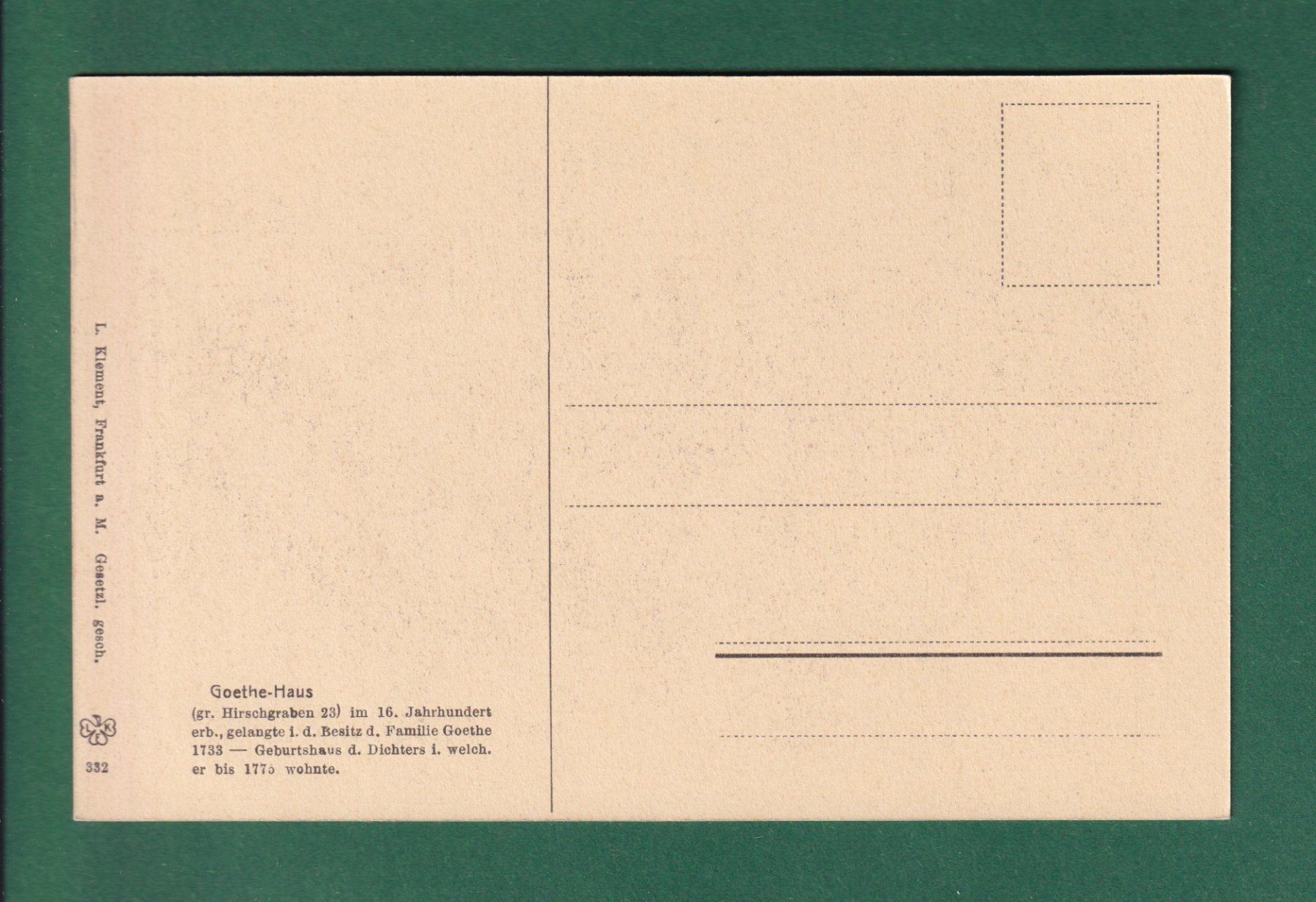 Cartoline postali: FRANKFURT - Goethehaus – Usato da Pully venduto da nicecards-shop 1