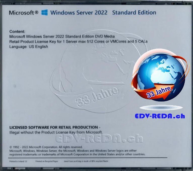 Software: Windows Server 2022 Standard 64 CPU-Kerne und 5 CALs – Nuovo (secondo la descrizione) da Langenthal venduto da Reda 2