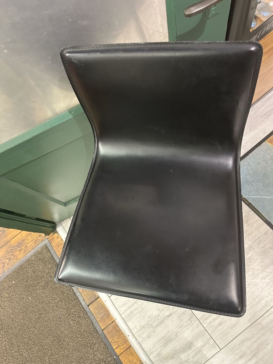Sedie: Moderne Barhocker, 2 Stk. Schwarz Leder, Chrom-Gestell – Usato da Villmergen venduto da bubblevintage 1