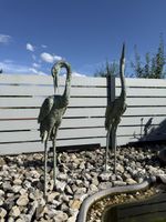 2 Reiher Wasservögel Skulpturen aus Bronze 