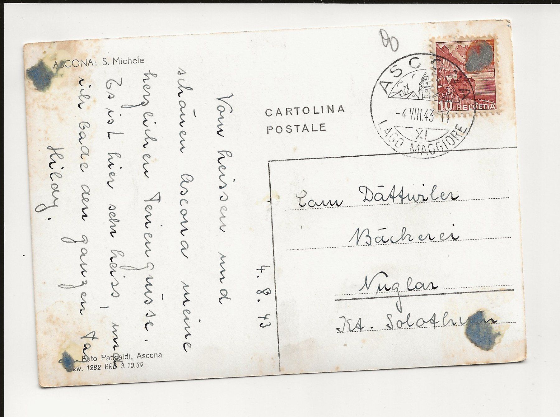 Cartoline postali: AK 1943 Ascona Lago Maggiore mit Segelboot – Usato da Greifensee venduto da 315WDO 1