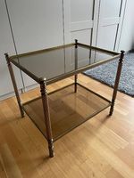 Vintage Beistelltisch Messing & Glas Hollywood Regency Gold