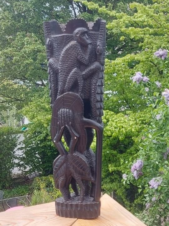 Afrikanische Tier Säulen Skulptur Ebenholz geschnitzt massiv (Gebraucht ...