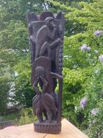 Afrikanische Tier Säulen Skulptur Ebenholz geschnitzt massiv