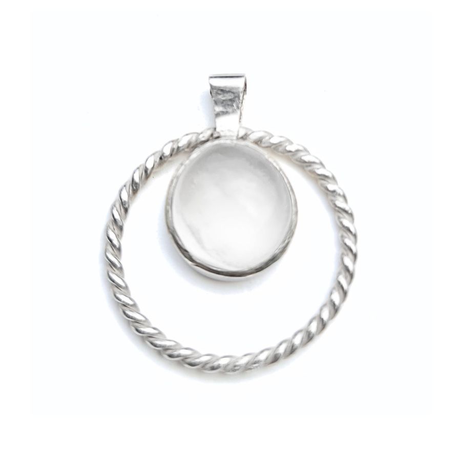 Ciondoli: Silber Anhänger mit Mondstein Cabochon – Nuovo e nell'imballaggio originale da Olten venduto da Lulu_Amani