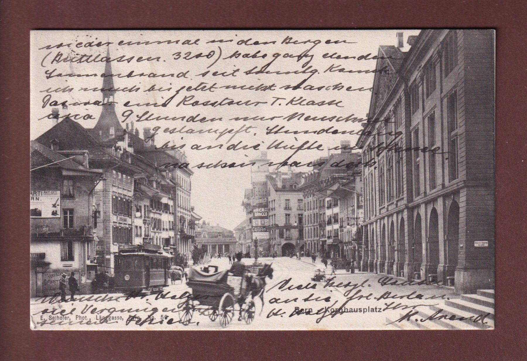 Ansichtskarten: BERN - Kornhausplatz - Tram - Kutsche - 1909 – Gebraucht aus Pully von nicecards-shop