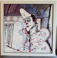 Jürg Hügi Originalgemälde eines Clowns signiert gerahmt