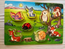 Holz Steckpuzzle Waldtiere mit Gebrauchsspuren