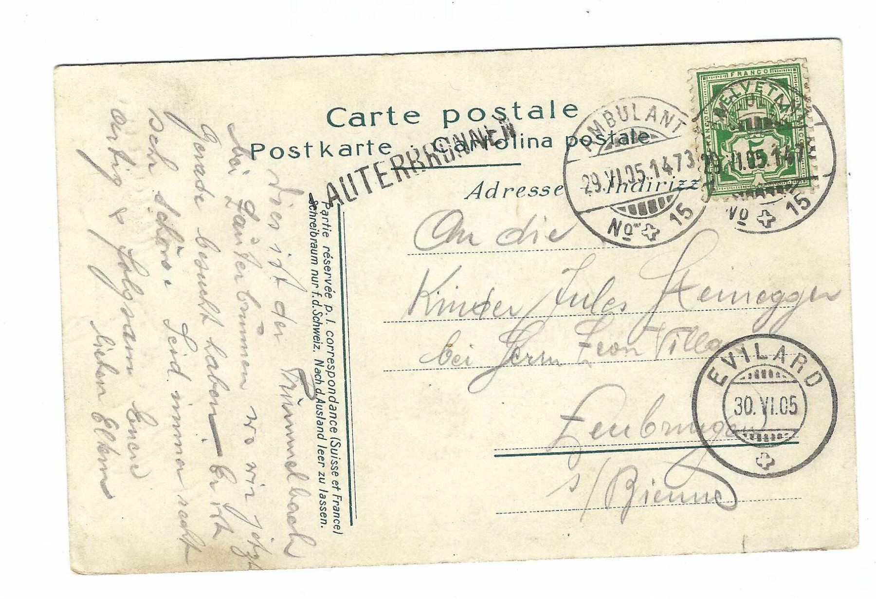 Tutti i francobolli: Stabstempel Lauterbrunnen 1905 8l – Usato da Aarau venduto da fussball-fussball