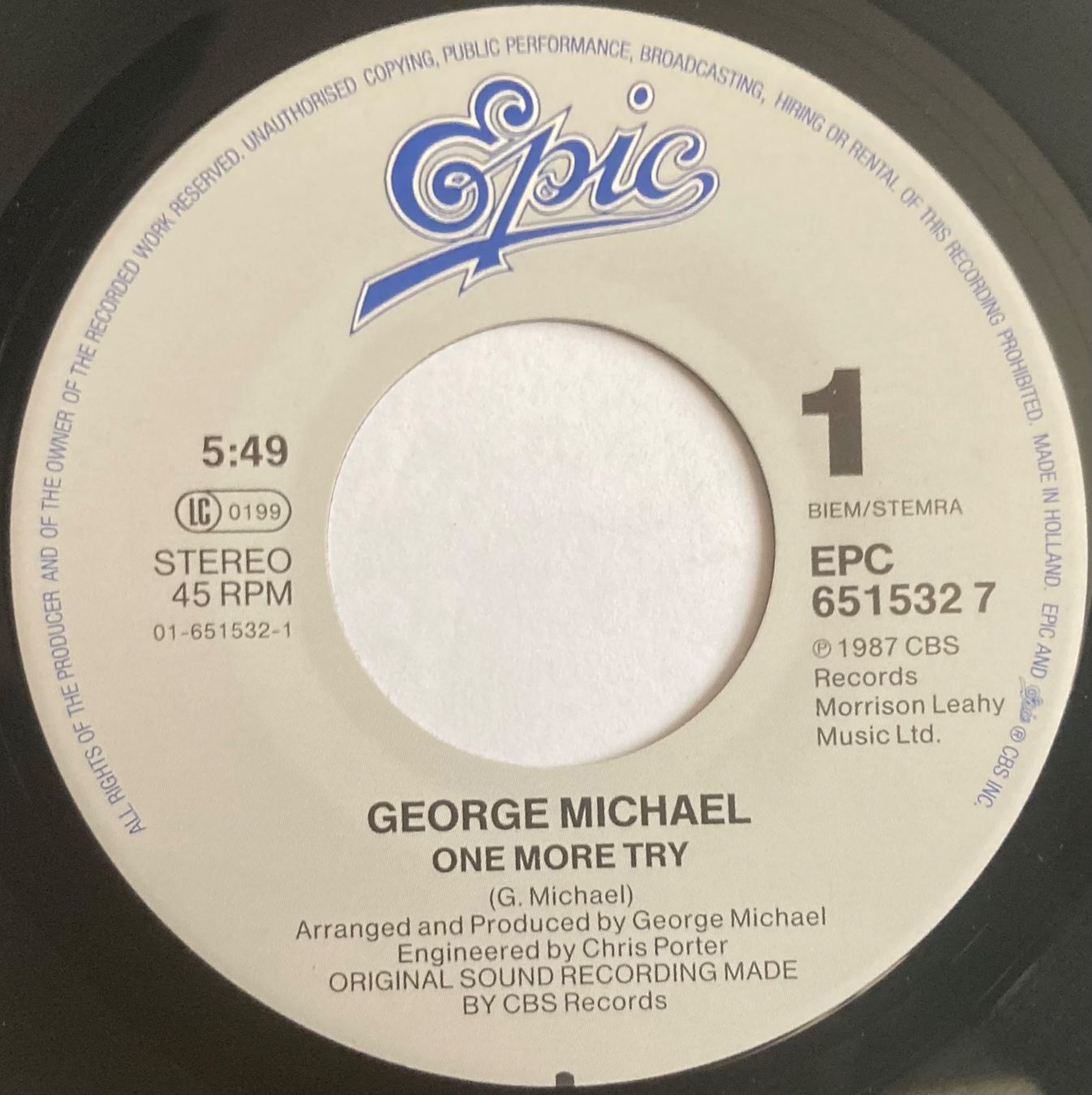 Schallplatten: GEORGE MICHAEL - ONE MORE TRY – Gebraucht aus Poliez-Pittet von Newtown-Records 2