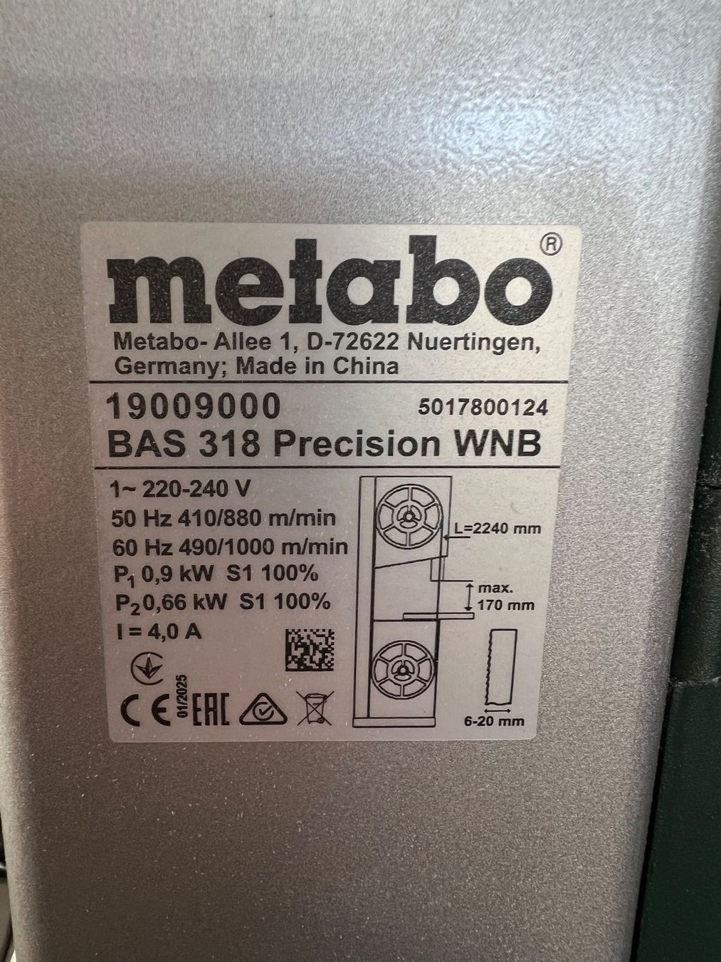 Metabo Seghe: Bandsäge Metabo BAS 318 – Usato da Brütten venduto da mcstern 1